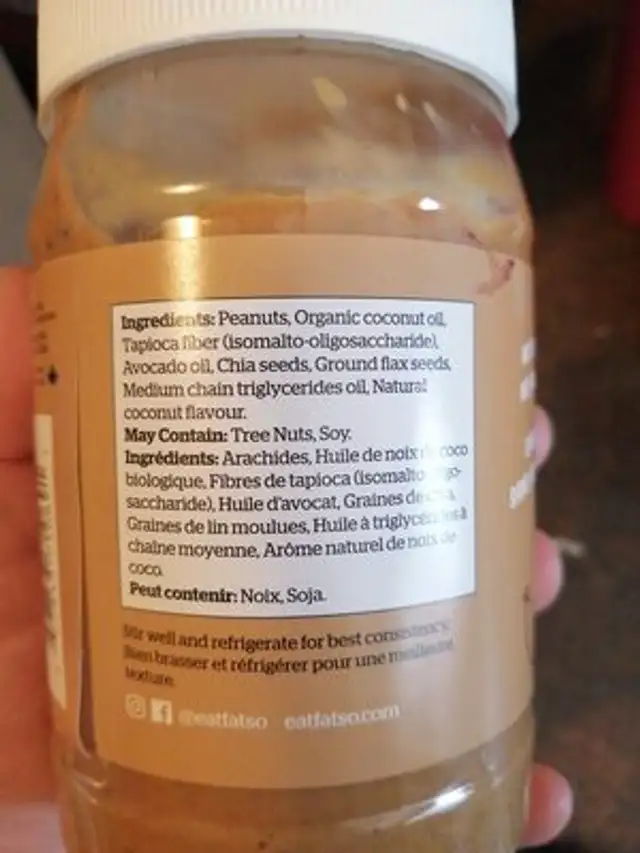 Fatso Classic Peanut Butter ingredients label