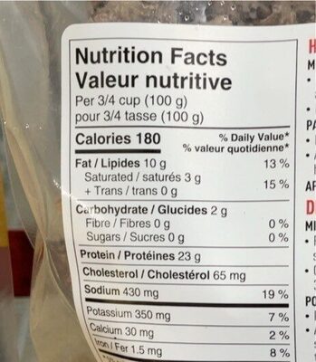 beef sirloin steak strips nutrition facts table