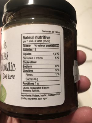 Tartinade de fraises et basilic front packaging