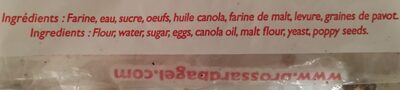 Poppy seed Bagel ingredients label