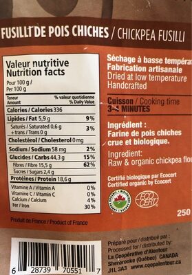 Fusilli de pois chiche