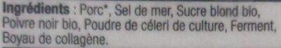 Saucissettes du Kamouraska nature ingredients label