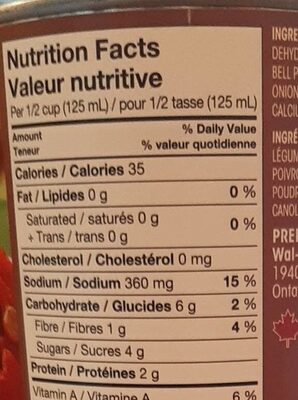 Diced Tomatoes Chili Style nutrition facts table