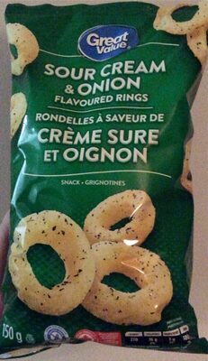 Sour cream & onion flavoured rings / Rondelles creme et oignons front packaging