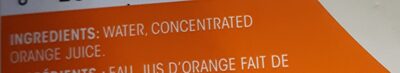 Orange juice ingredients label