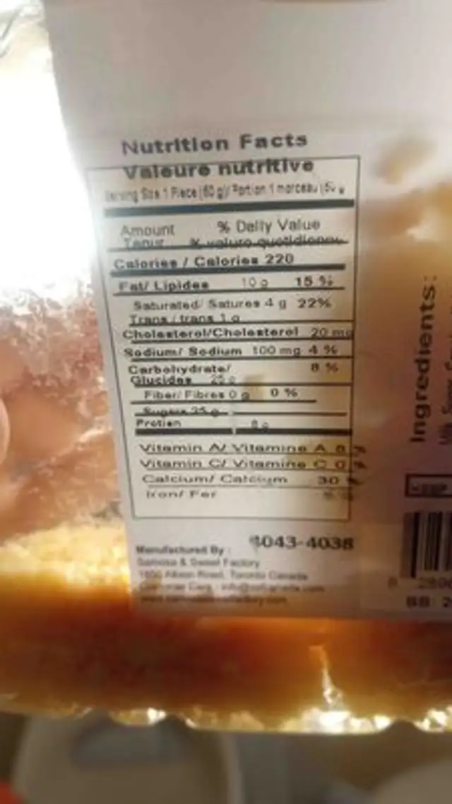 Khoya Milk Cake ingredients label