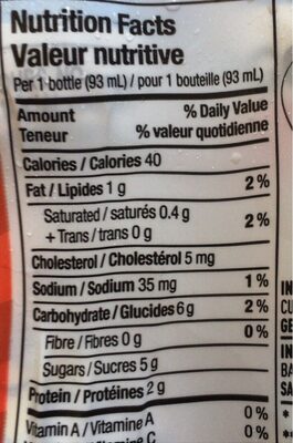 Nano nutrition facts table