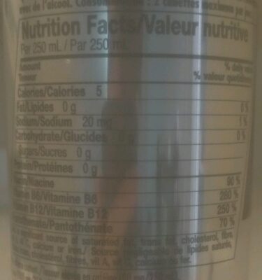 Red Bull Zero nutrition facts table