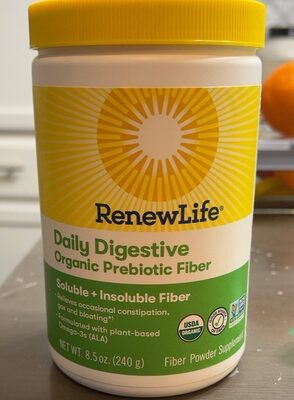 Daily digestive organic prebiotic fiber front packaging