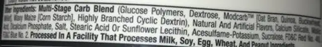 Cell-tech Performance Series Muscletech (raisin - 1,4 KG) ingredients label