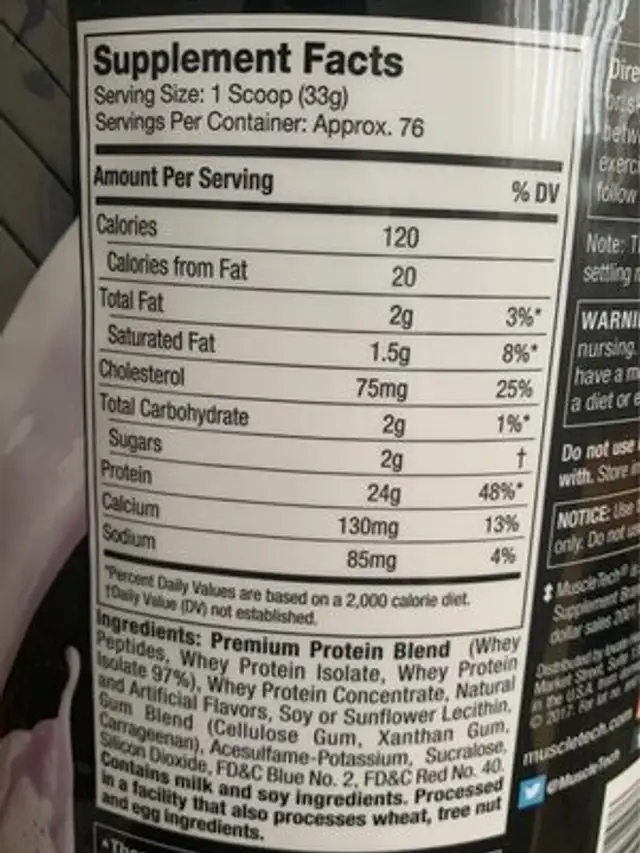 Nitro tech nutrition facts table