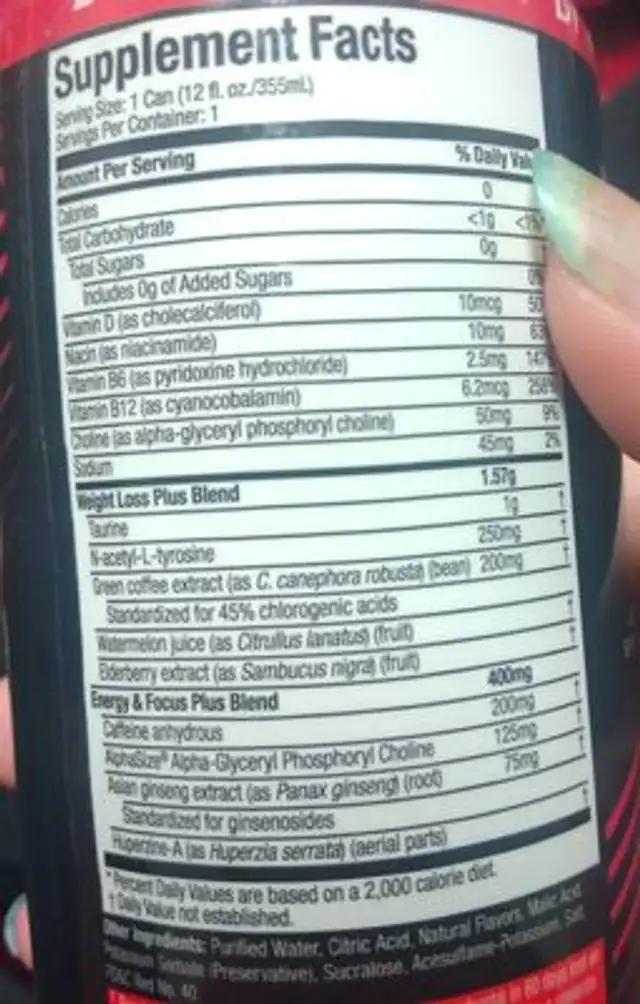 Hydroxycut ingredients label