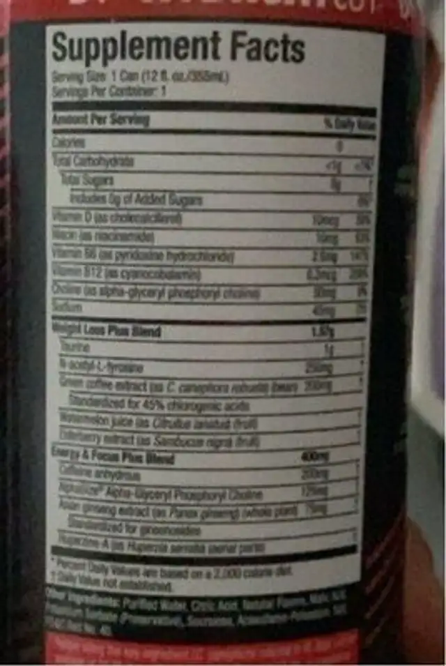 Hydroxycut nutrition facts table