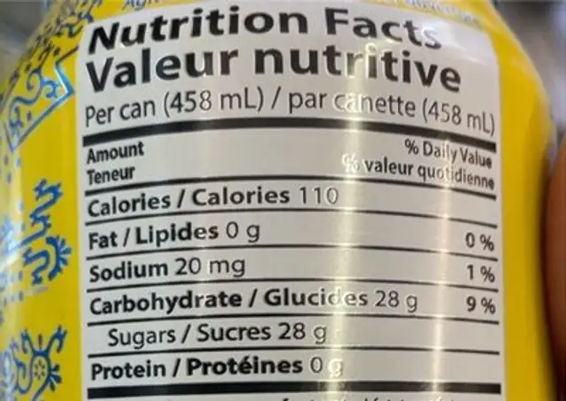 Yerba Mate nutrition facts table