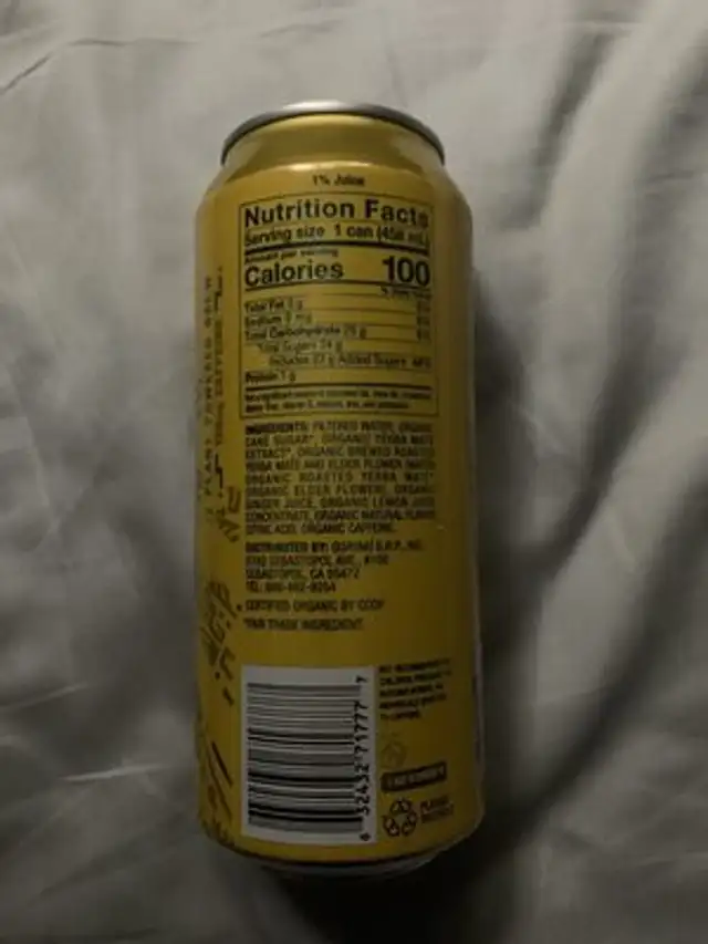 Organic Lemon Elation Yerba Mate nutrition facts table