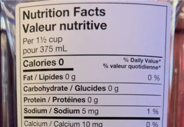 Fiji Eau De Source Naturelle nutrition facts table