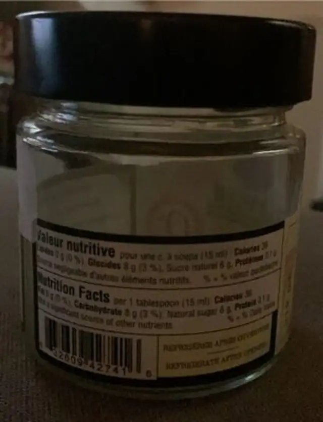 Gelée de pommes nutrition facts table