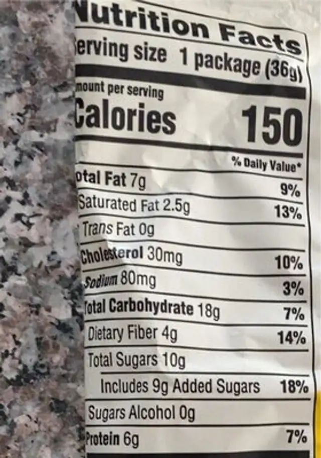 Biscotti nutrition facts table