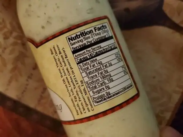 Garden rand dressing nutrition facts table