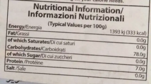 Basmati kernel rice nutrition facts table