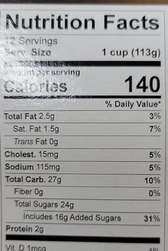 Caramel Flan nutrition facts table