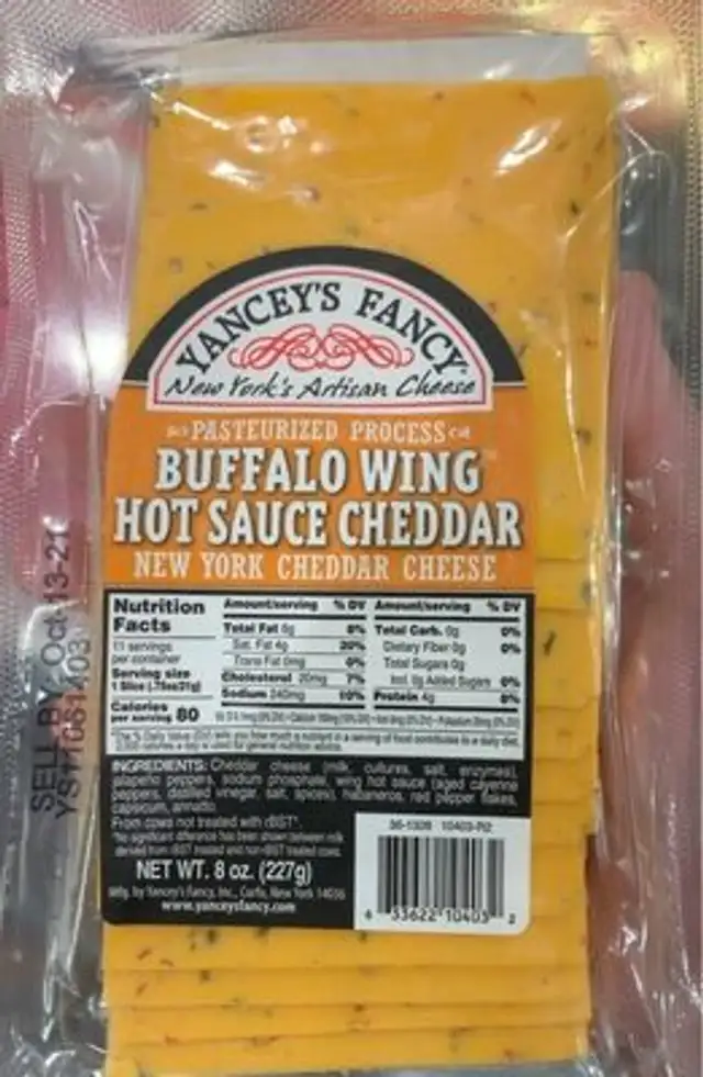Buffalo wing hot sauce cheddar