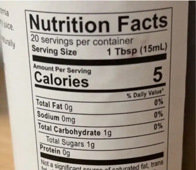 O cabernet nutrition facts table