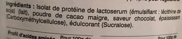 Whey Isolate ingredients label