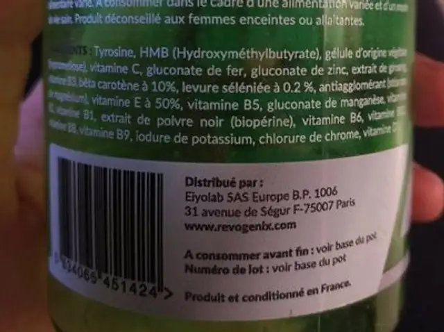 MultiBolic Pro ingredients label