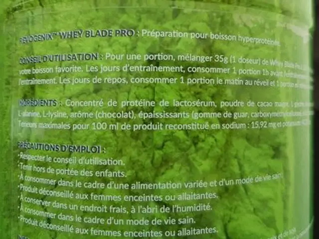 WHEYBLADE pro ingredients label