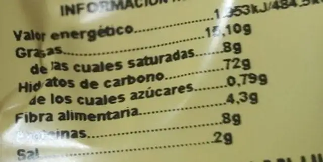 Kikos sabor Barbacoa nutrition facts table
