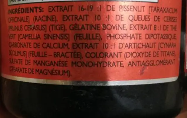 OXYDRINE ingredients label