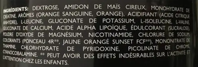 Creatine hardcore ingredients label