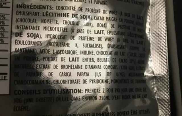 Whey ingredients label