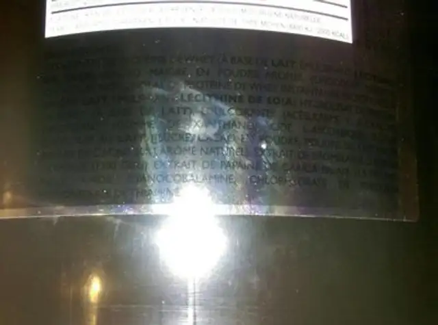 Whey advanced ingredients label