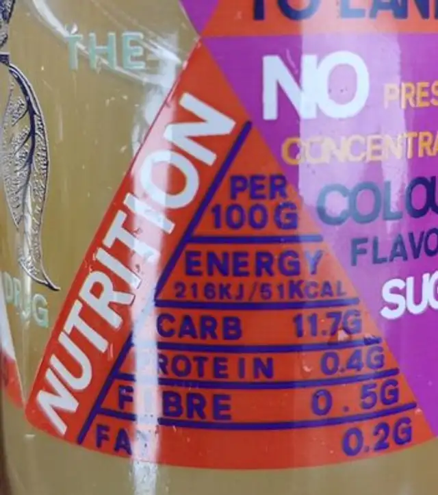 Rejuce Apples nutrition facts table