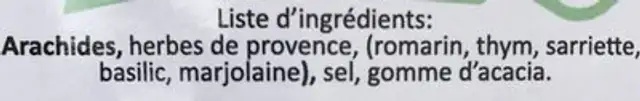 Cacahuètes herbes de provence ingredients label