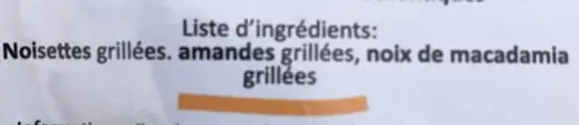 Comptoir des Noix ingredients label