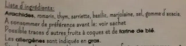 Cacahuètes torréfiées à sec ingredients label