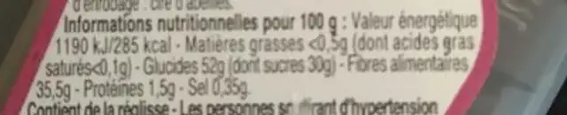 ZAN Violetti ORIGINAL nutrition facts table