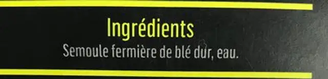 Pâtes fermières au blé dur ingredients label