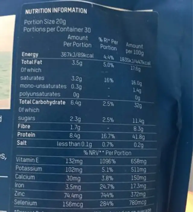 Bodyism Clean and Lean Male nutrition facts table