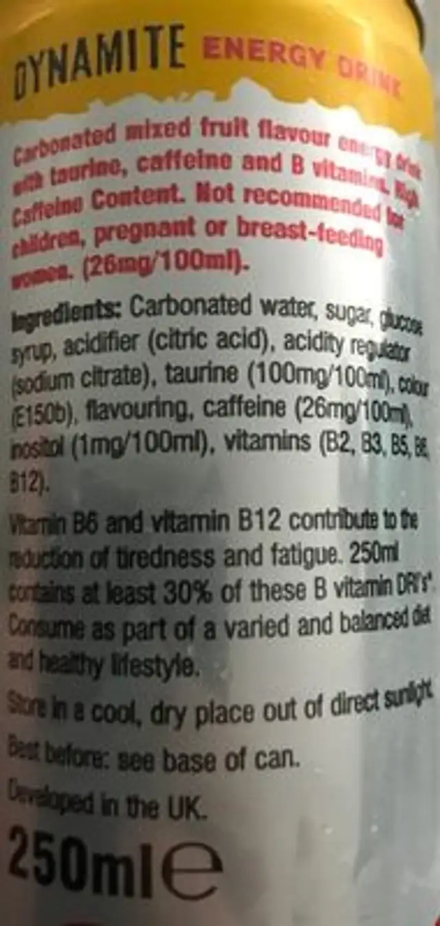 Dynam ingredients label