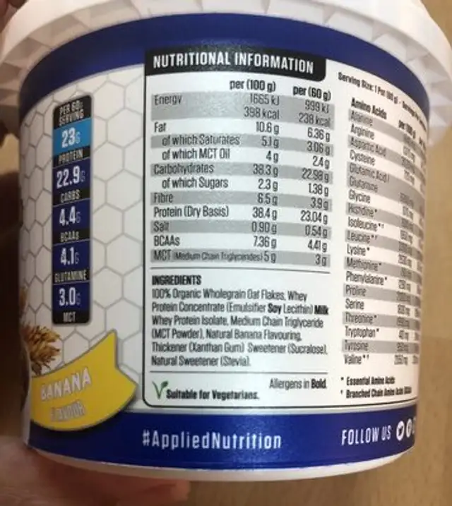 Critical oats ingredients label