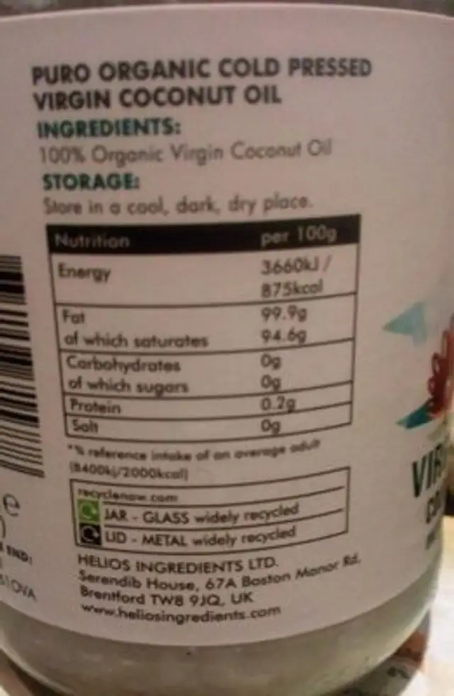 Unknown nutrition facts table