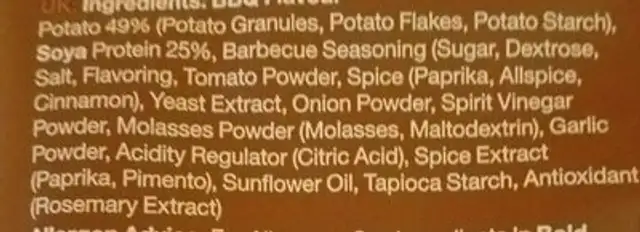 Mountain Chips ingredients label