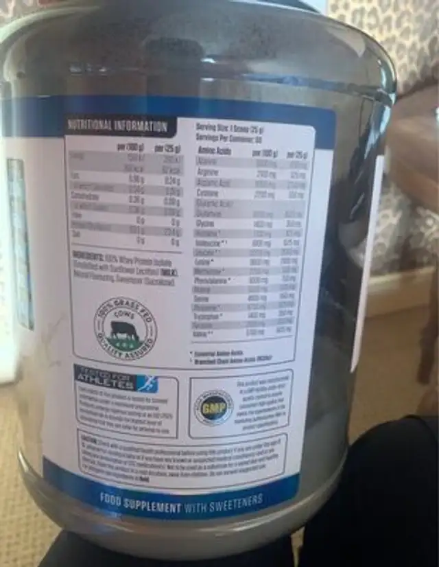 Whey protein nutrition facts table