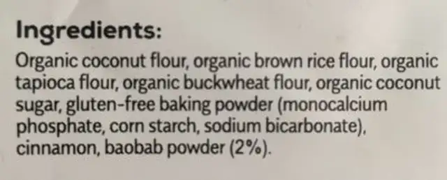 Morning dreamers pancakes ingredients label