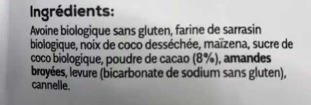 Spirit Lifters Cookies ingredients label