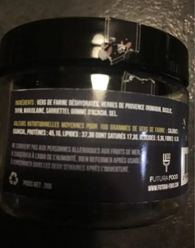 Futura food herbes de provences (vers de farine) ingredients label